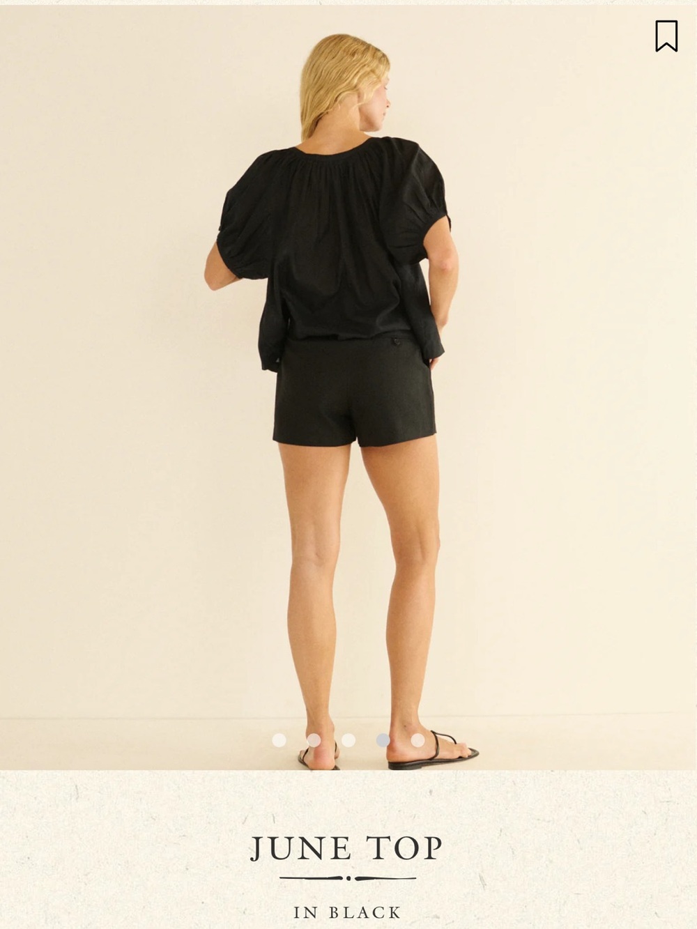 Doen Black Puff-Sleeve Button Front Blouse - Picture 2 of 5